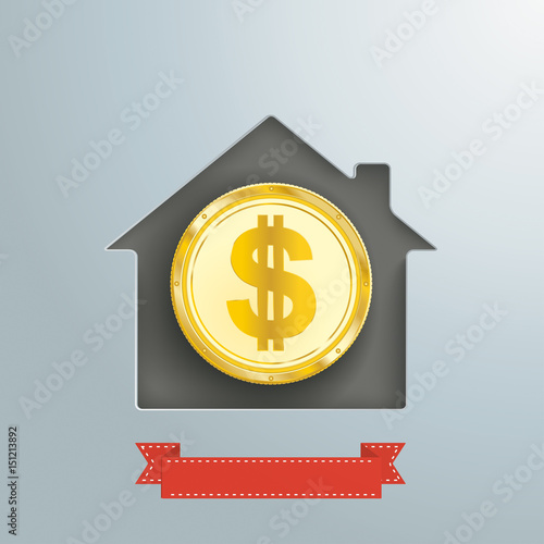 House Hole Silver Golden Dollar Coin