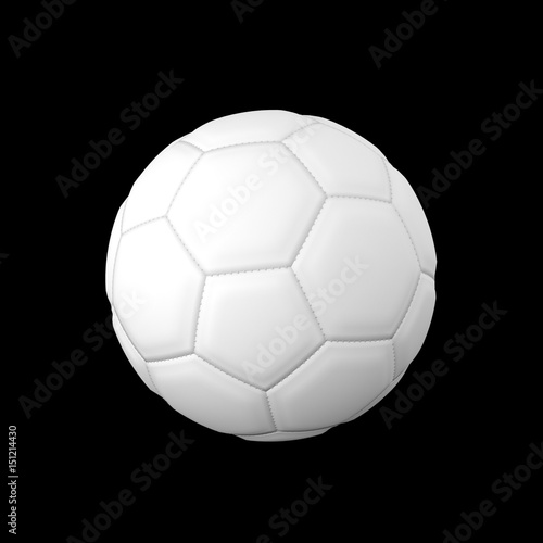 realistic white football or soccer ball on black background in 3D rendering