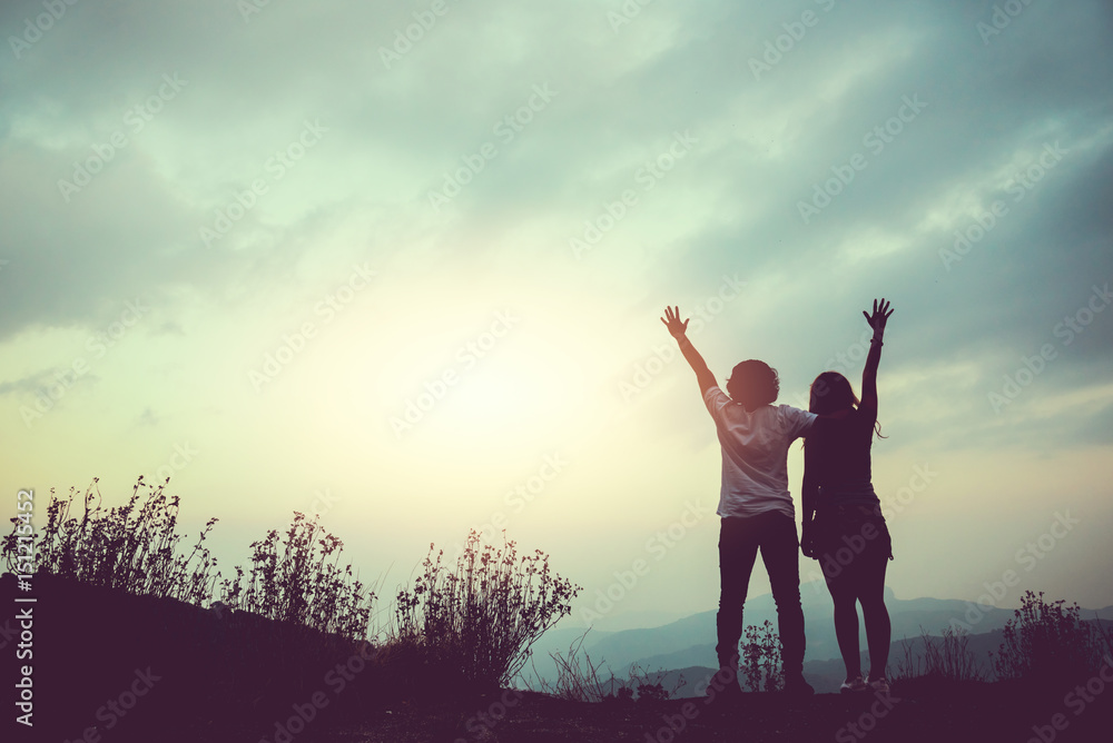 Natural background Couples lovers. The sun rises in the morning on the mountain. thailand doi inthanon Natural background Couples lovers. The sun rises in the morning on the mountain. thailand doi inthanon