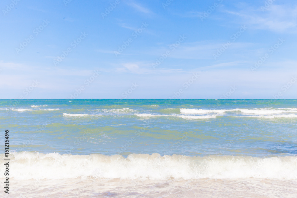 Blue sea with clear sky | Beautiful natural landscape background | Ocean and beach in Thailand