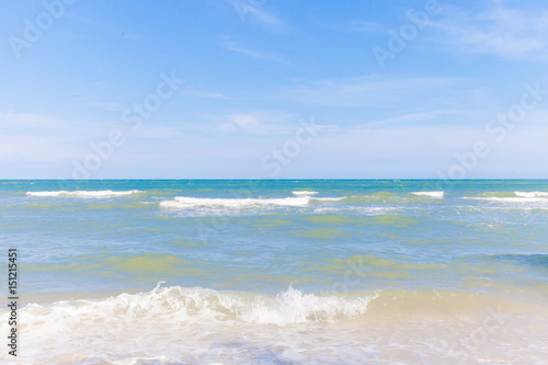 Blue sea with clear sky | Beautiful natural landscape background | Ocean and beach in Thailand