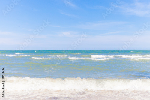 Blue sea with clear sky   Beautiful natural landscape background   Ocean and beach in Thailand