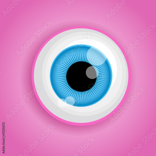 Background with cartoon monster eye in pink colors. Vector illustration for Halloween