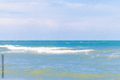 Fototapeta Naklejka Na Ścianę i Meble -  Blue sea with clear sky | Beautiful natural landscape background | Ocean and beach in Thailand