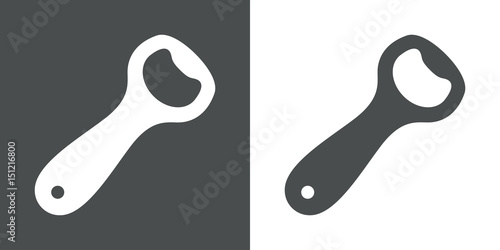 Icono plano abrebotellas inclinado gris y blanco