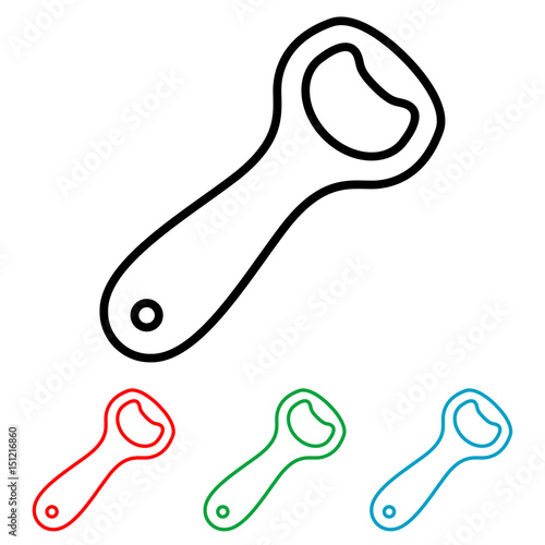 Icono plano abrebotellas inclinado lineal varios colores