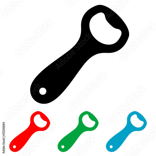 Icono plano abrebotellas inclinado varios colores