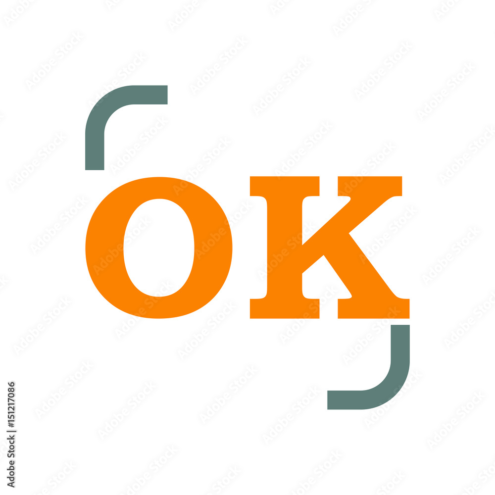 Logotipo OK gris y naranja en fondo blanco Logotipo OK gris y naranja en fondo blanco