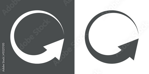 Icono plano flecha giratoria gris y blanco