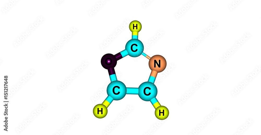 Oxazole molecular structure isolated on white Oxazole molecular structure isolated on white