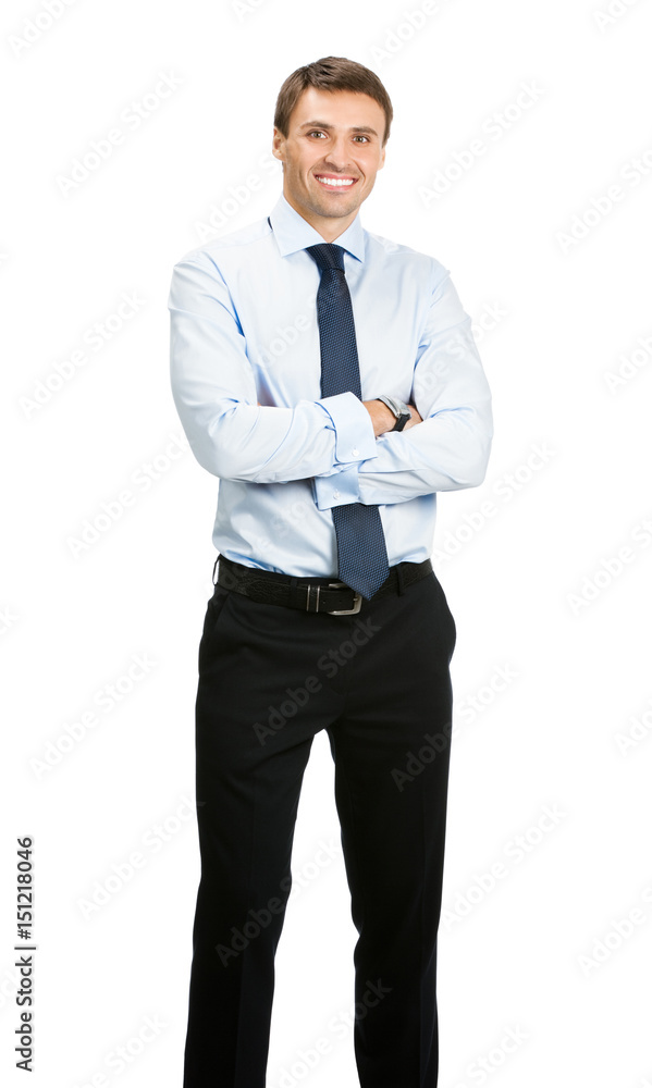 Full body portrait of happy business man, on white Full body portrait of happy business man, on white