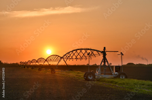 Watering on the field at sunset in spring © Sergii