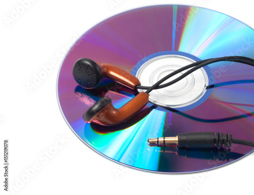 CD with music and headphones