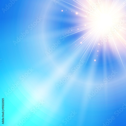The sun shiny sunlight from the sky nature with lens flares vector