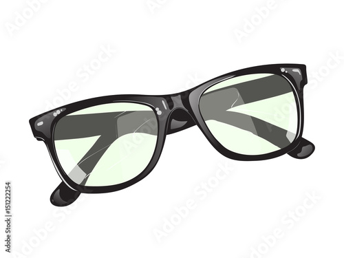Black glasses on a white background