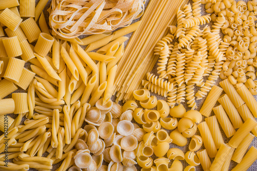 Various types of dry pasta