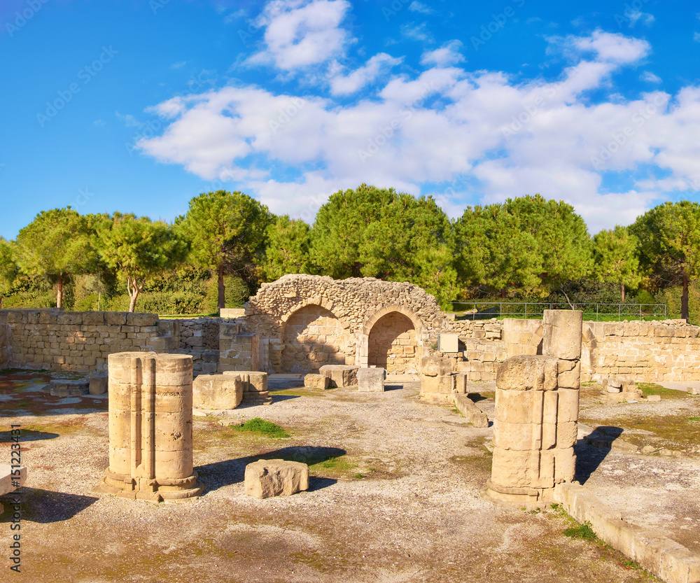 Ancient ruins at Ayia Kyriaki Chrysopolitissa church i Cyprus