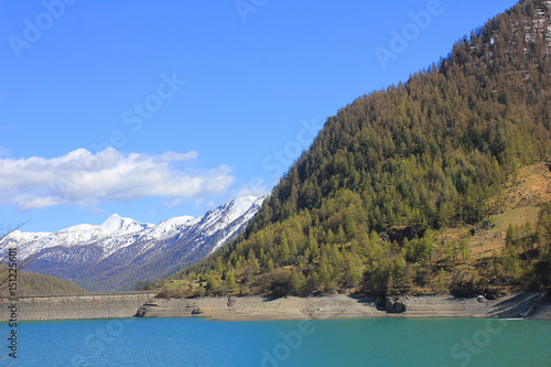 dam with lake in mountain