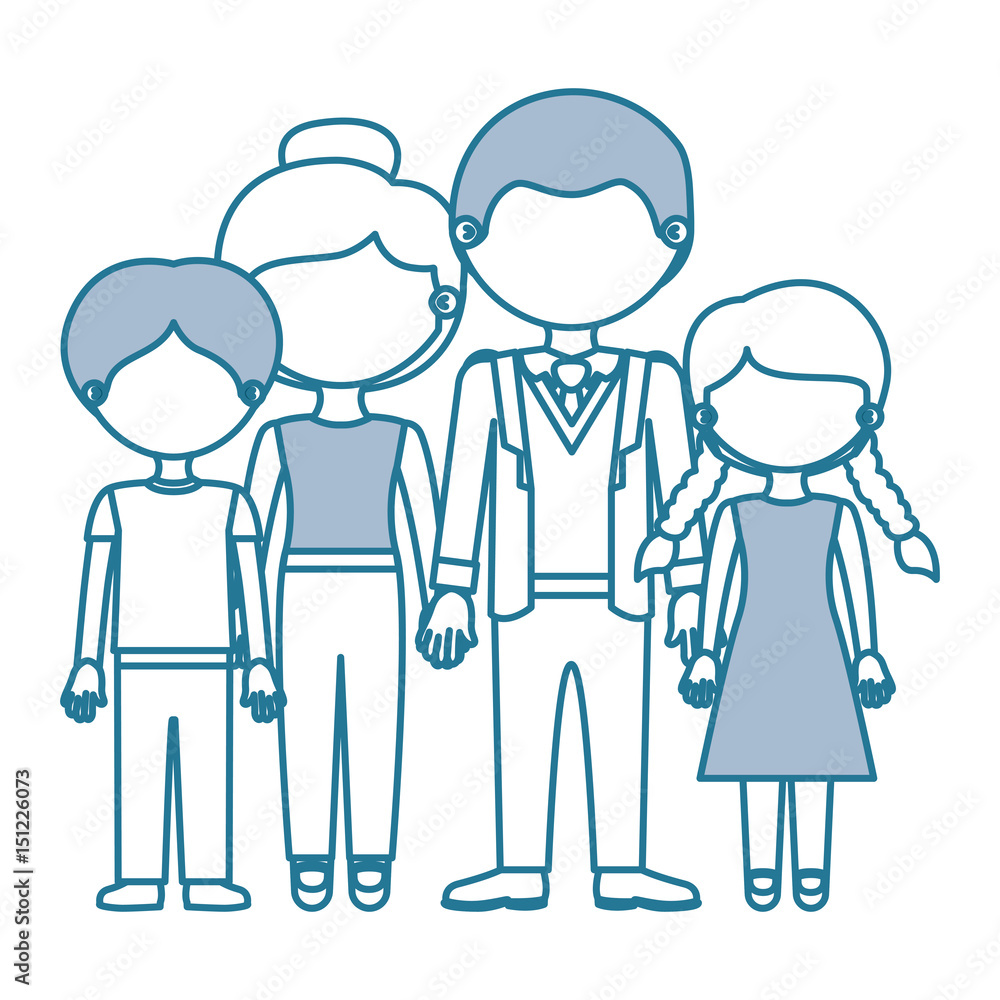 custom made wallpaper toronto digitalblue contour with color sections faceless family group in casual suit vector illustration