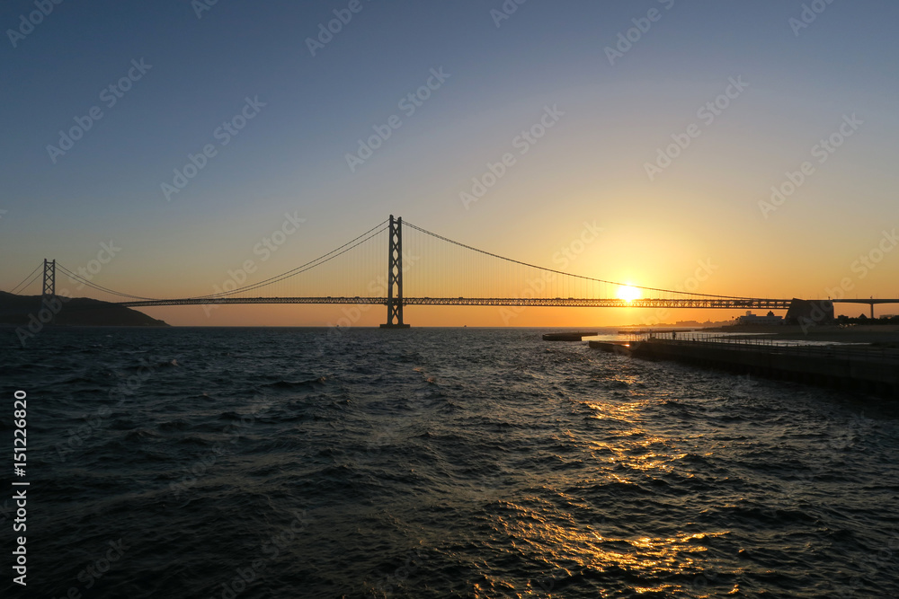 明石海峡大橋　夕陽