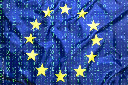 Wallpaper Mural Binary code with European Union flag Torontodigital.ca