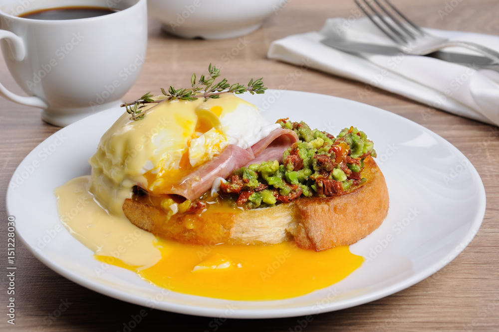 Toast with guacamole with egg Benedict Toast with guacamole with egg Benedict