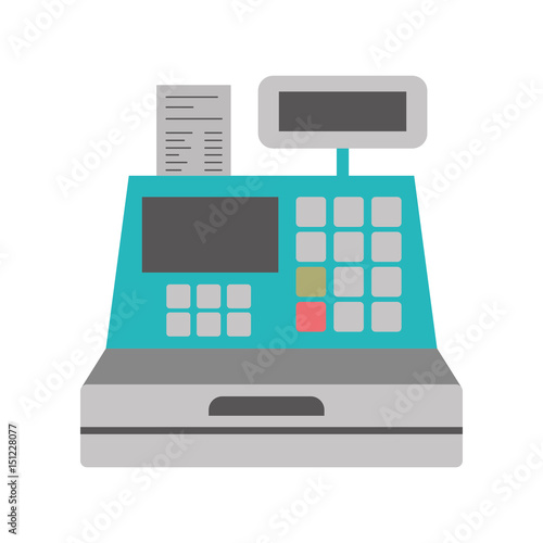 color silhouette with cash register vector illustration