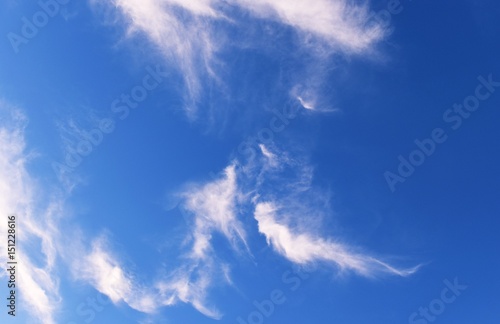 The Dragon with the mermaid on blue sky  White cloud shaped like creatures  Dramatic cloudscape area 