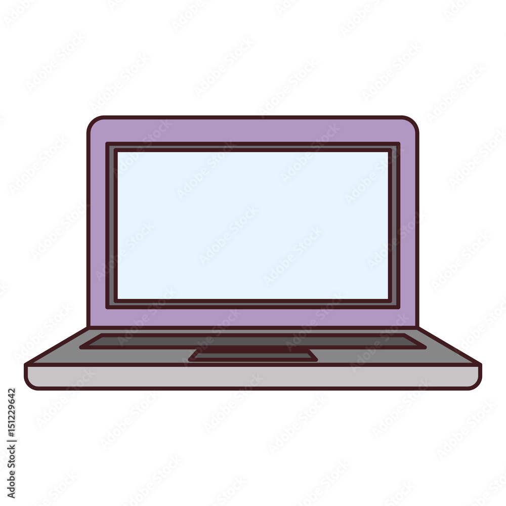 white background with laptop computer with bezel screen purple and black contour vector illustration white background with laptop computer with bezel screen purple and black contour vector illustration