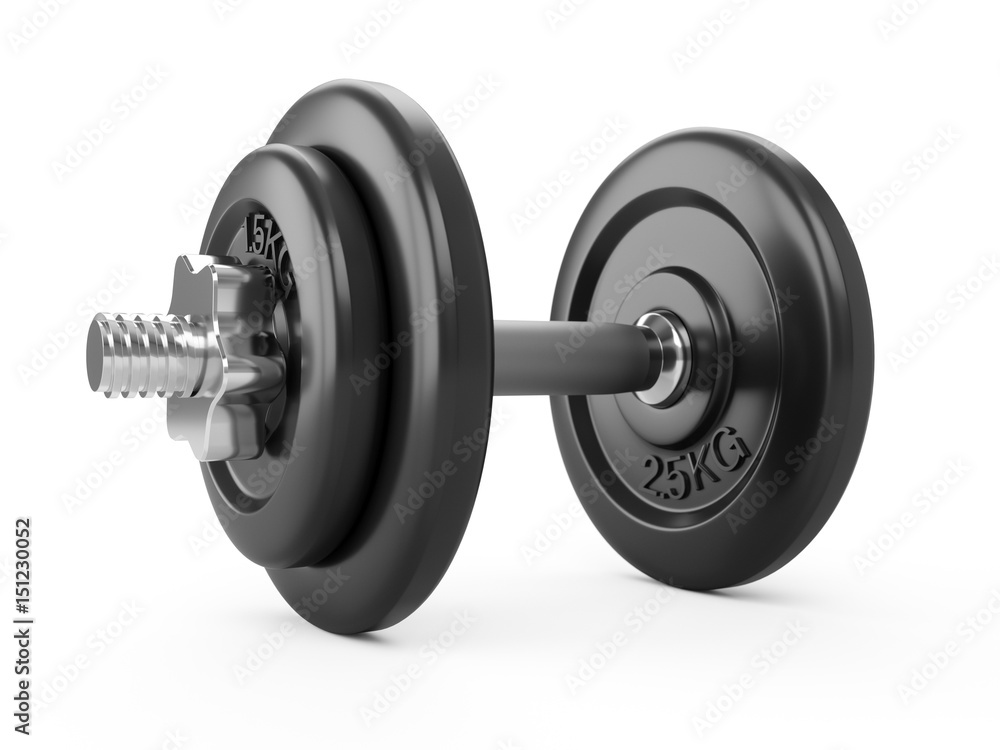 Naklejka premium 3D rendering dumbbell isolated on white background