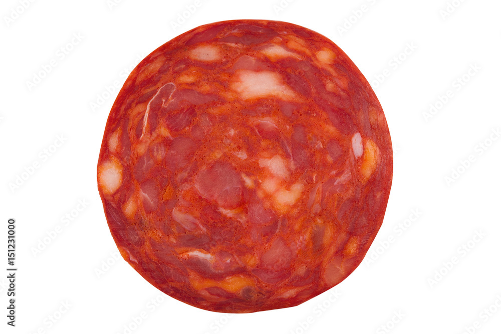 chorizo sausage slice isolated on white chorizo sausage slice isolated on white