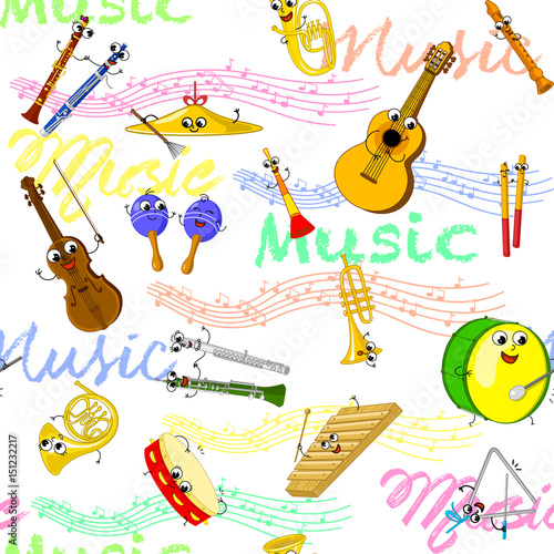 Music instruments seamless wallpaper