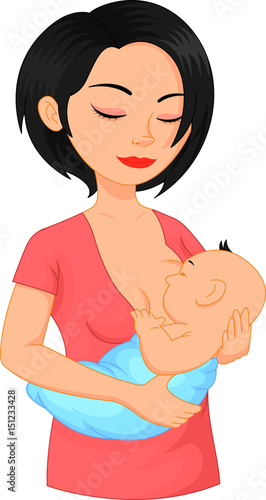 Beautiful mother breastfeeding her newborn baby 