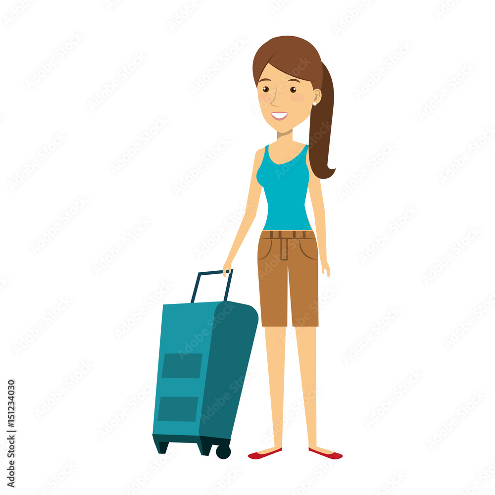 young woman with suitcase avatar character vector illustration design young woman with suitcase avatar character vector illustration design