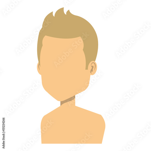 young man shirtless avatar character vector illustration design