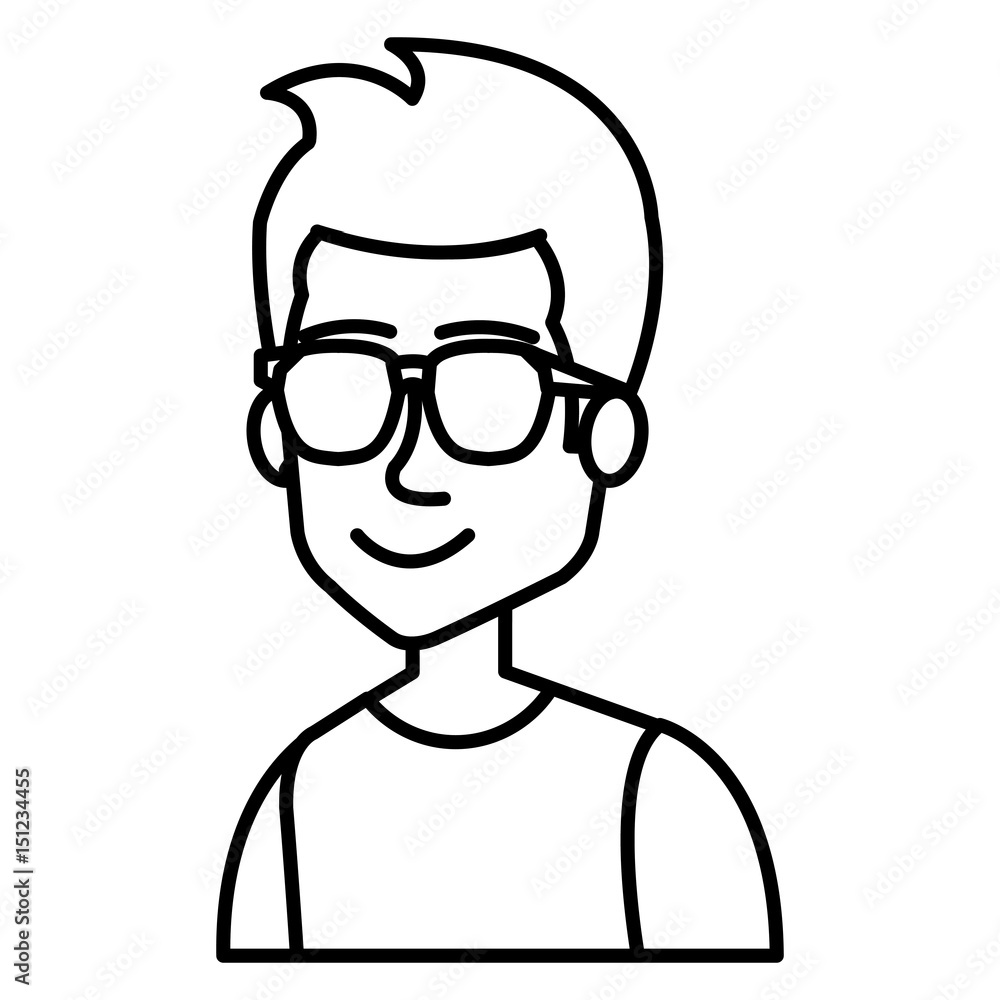 Fototapeta premium young man with glasses avatar character vector illustration design