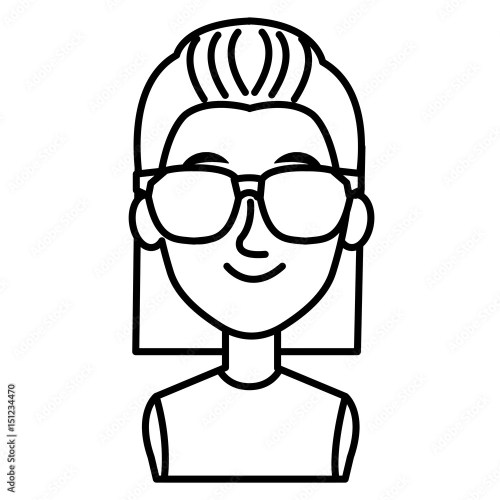 young woman with glasses avatar character vector illustration design