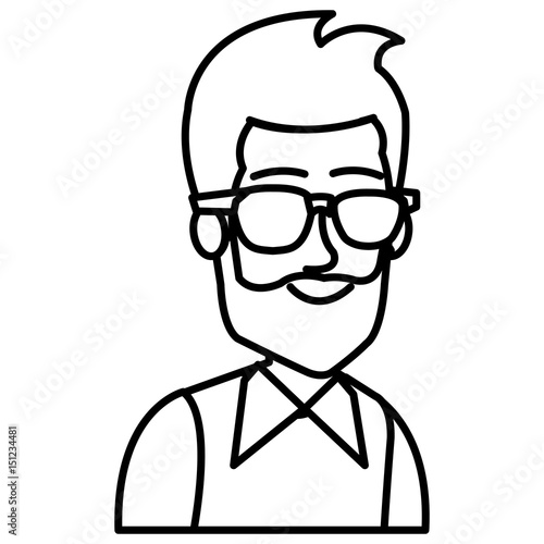 young man with glasses avatar character vector illustration design