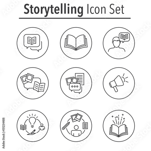 Storytelling Icon Set with Speech Bubbles