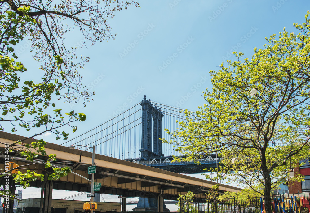 Obraz premium Manhattan Bridge i miasto.