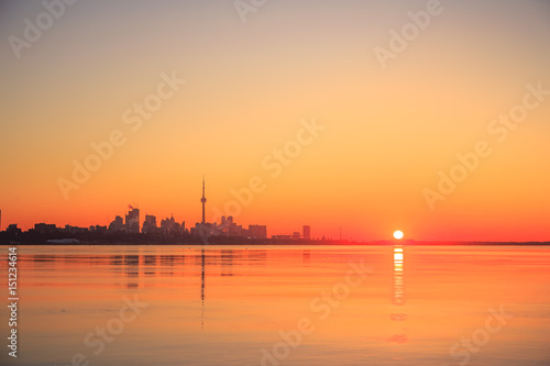 View of lake Ontario & Toronto city during sunrise © Aqnus