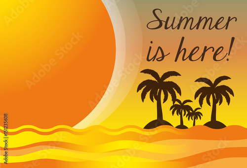 summer vacation in a beautiful sunny beach  vector illustration