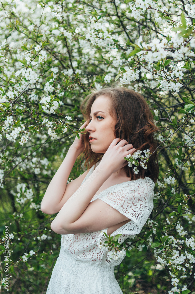 Red-haired girl in cherry Red-haired girl in cherry