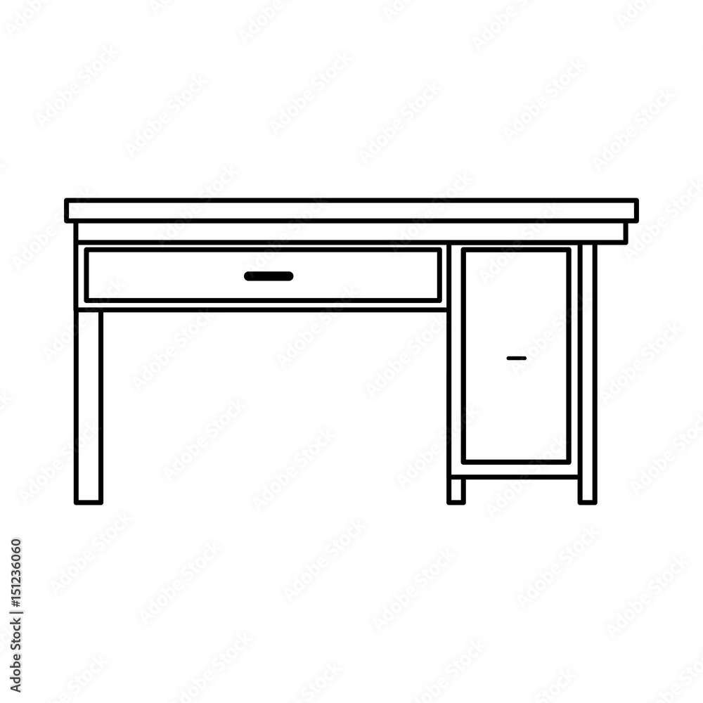 office desk wooden drawer handle furniture outline vector illustration office desk wooden drawer handle furniture outline vector illustration