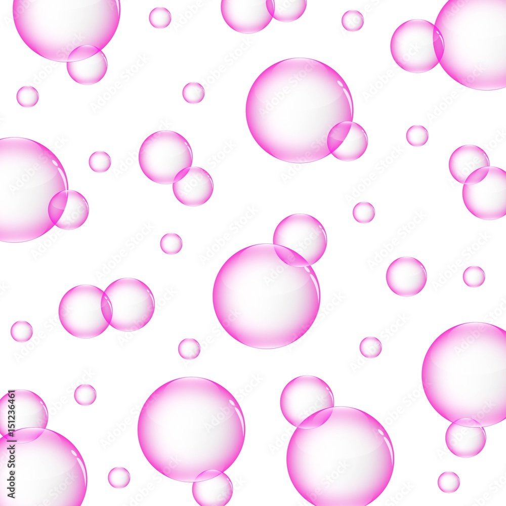 pink bubbles in the air background on isolated white