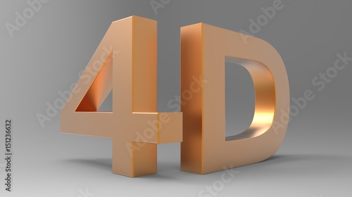 4D logo isolated on gray background with reflection effect. 3d illustration. photo