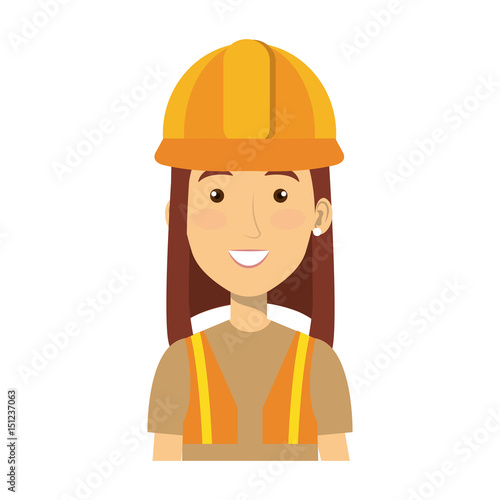 construction worker woman avatar character vector illustration design