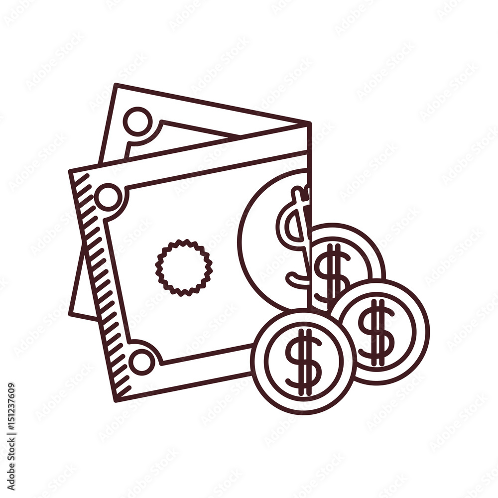monochrome silhouette of coins and folded money vector illustration monochrome silhouette of coins and folded money vector illustration