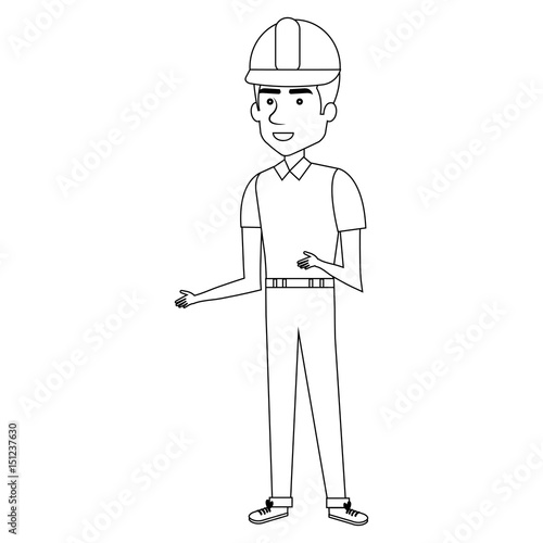 construction workman avatar character vector illustration design