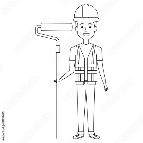 construction workman avatar character vector illustration design